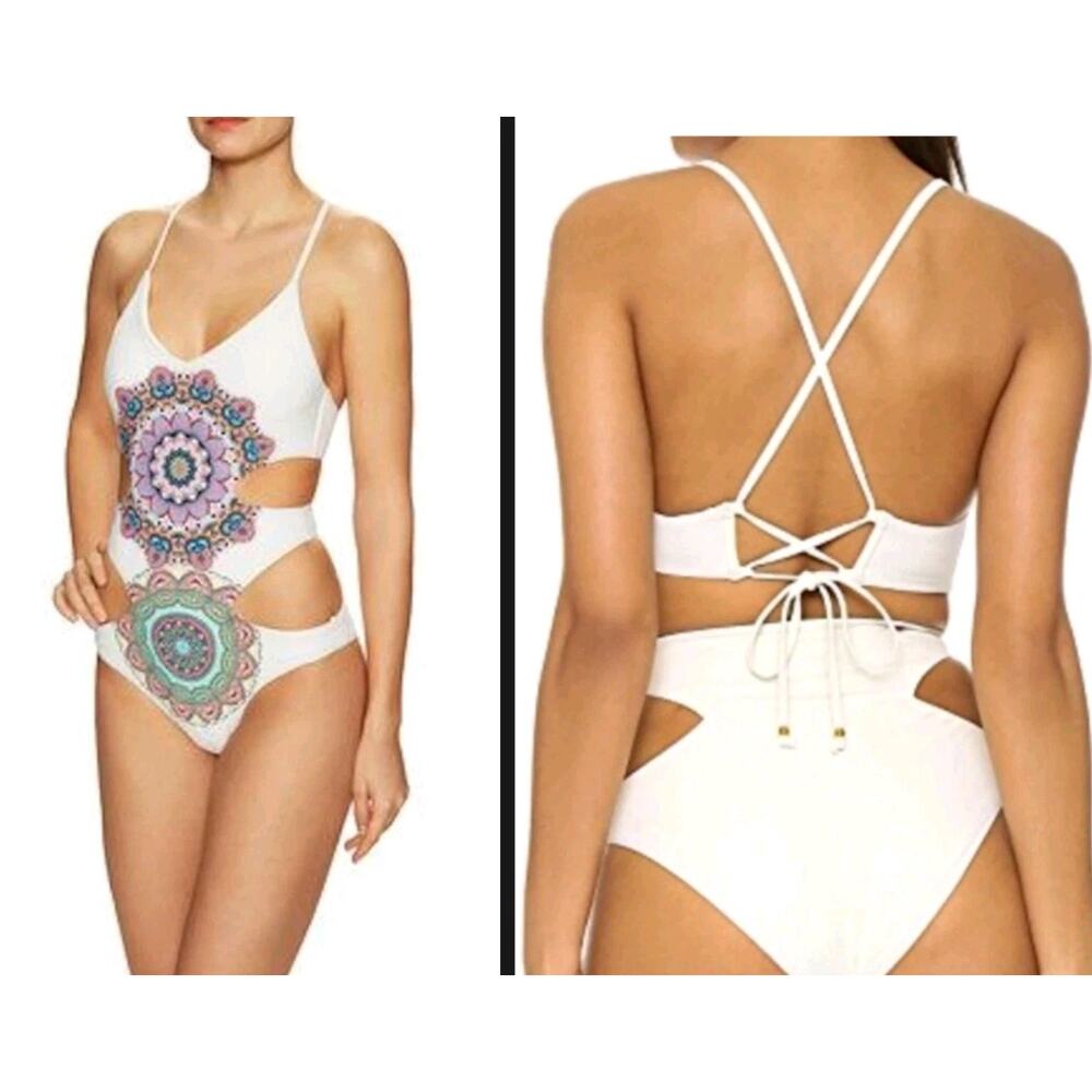 Red Carter Montezuma Monokini Swimsuit One Piece Bathing Suit Size Small NWT